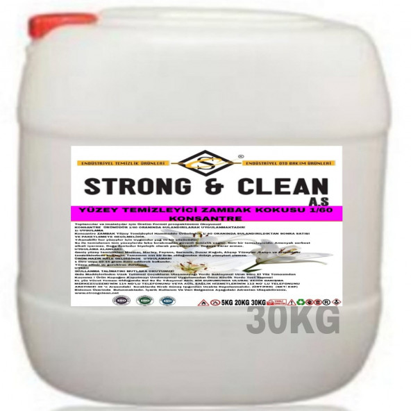 YÜZEY TEMİZLEYİCİ KONSANTRE 1/60 ZAMBAK KOKULU 30KG ürün görseli 1