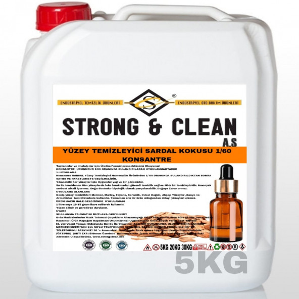 YÜZEY TEMİZLEYİCİ KONSANTRE 1/60 SANDAL KOKULU 5KG ürün görseli 1