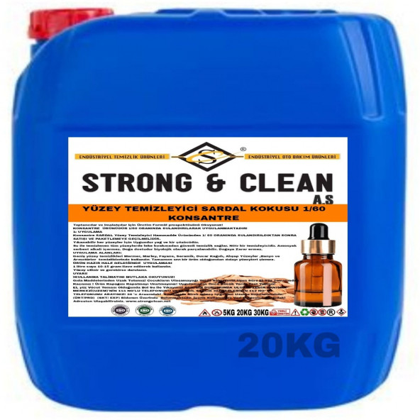YÜZEY TEMİZLEYİCİ KONSANTRE 1/60 SANDAL KOKULU 20KG ürün görseli 1