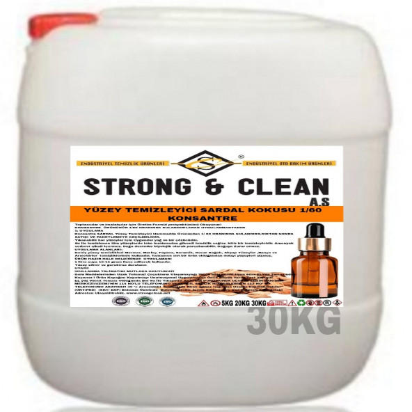 YÜZEY TEMİZLEYİCİ KONSANTRE 1/60 SANDAL KOKULU 30KG ürün görseli 1
