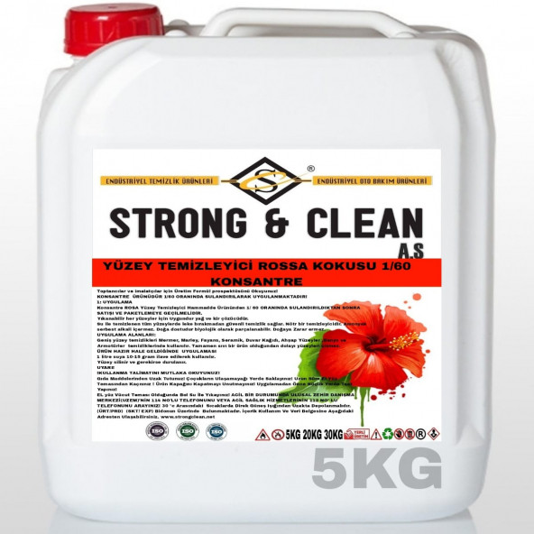 YÜZEY TEMİZLEYİCİ KONSANTRE 1/60 ROSE KOKULU 5KG ürün görseli 1