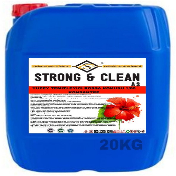 YÜZEY TEMİZLEYİCİ KONSANTRE 1/60 ROSE KOKULU 20KG ürün görseli 1