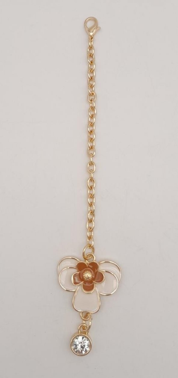 Angel Çanta Aksesuar Light Gold Taba Renk Çiçekli Sarkaç Süs ürün görseli 1
