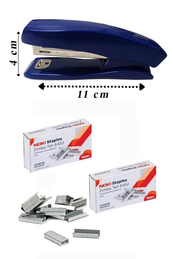Zımba Makinesi Seti Küçük Mavi S-5 No:10 1 Adet Zımba Teli 2 Paket 10-15 Sayfa Ofis Büro Okul Öğrenci Mini Boy ürün görseli 1