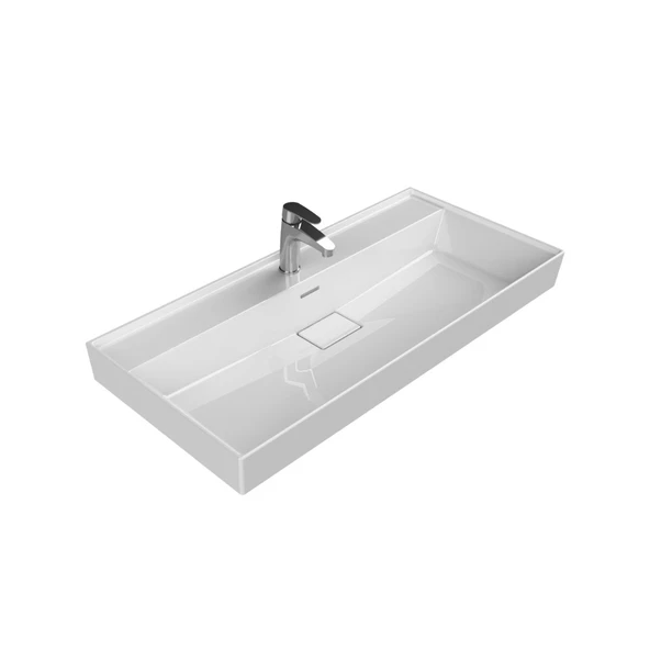 Turkuaz Cerastyle Sharp Etajer Uyumlu Beyaz Lavabo 100x48 Cm 037500-u ürün görseli 1