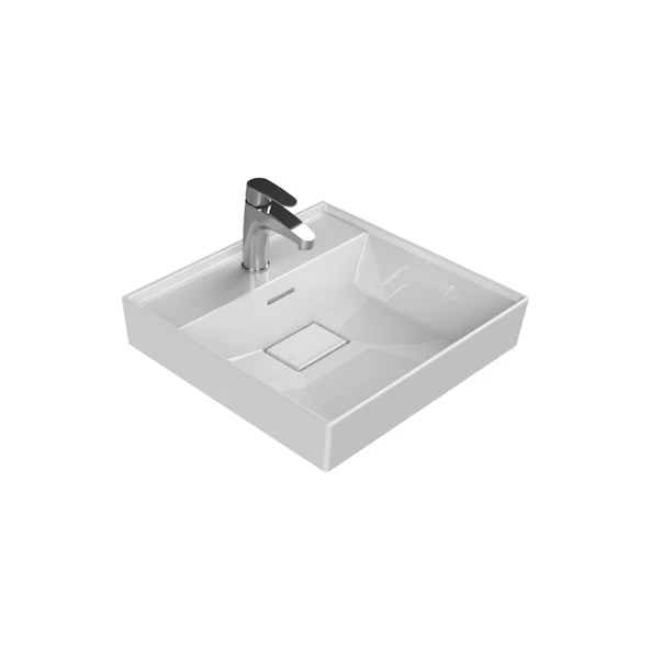 Turkuaz Cerastyle Sharp Etajer Uyumlu Beyaz Lavabo 48x48 Cm 037000-u ürün görseli 1