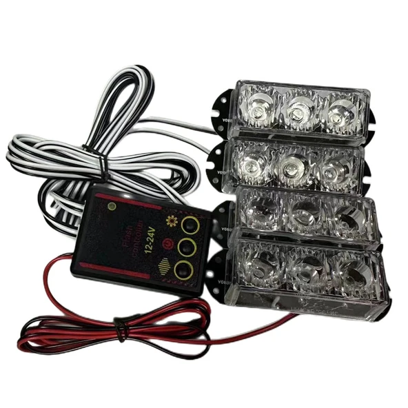 Çakar lamba 3x4 led kırmızı mavi 12-24v / LAPA534-3 ürün görseli 1