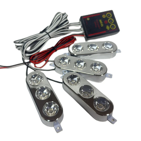 Çakar lamba 3x4 led sarı beyaz 12-24v / LAPA535-1 ürün görseli 1
