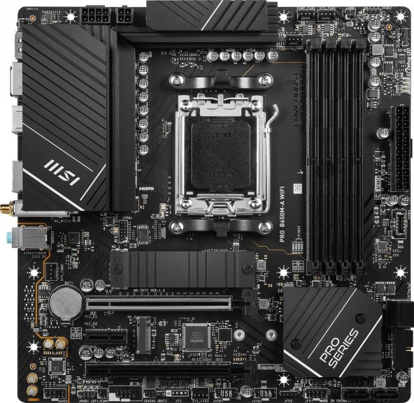 MB PRO B650M-A WIFI AM5 DDR5 6400MHZ (OC) HDMI DP M.2 USB3.2 2.5G LAN WIFI 6E mATX ürün görseli 1