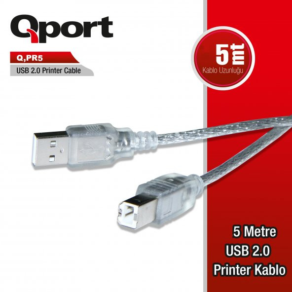 QPORT - USB2.0 5M YAZICI KABLOSU (Q-PR5) ürün görseli 1