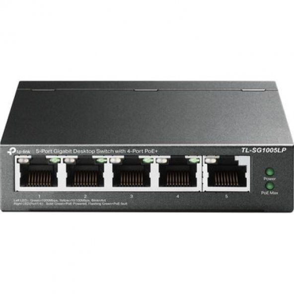 TP-LINK 5 PORT 10/100/1000 MBPS SWITCH 4-PORT PoE TL-SG1005P ürün görseli 1