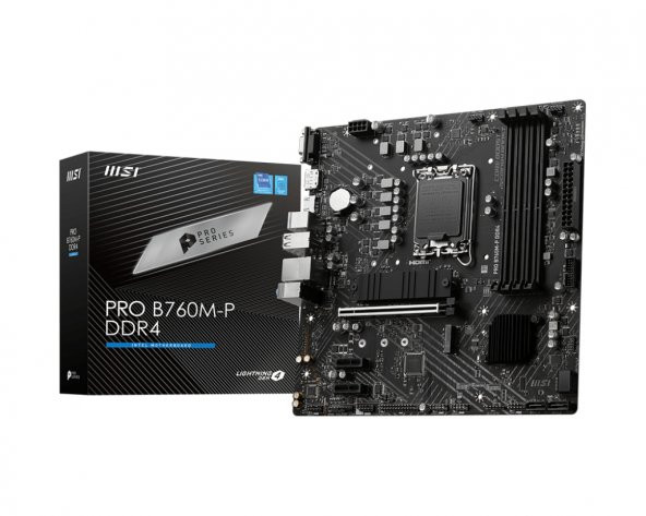 MB PRO B760M-P DDR4 SOKET 1700 DDR4 5333MHZ (OC) PCI-E Gen4 2X M.2 USB3.2 DP HDMI 1x2.5G LAN ATX ürün görseli 1