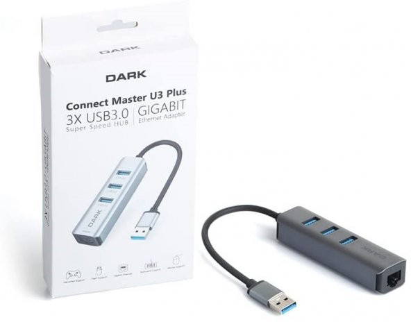 DARK DK-AC-USB332GL Usb3.0 to 3xUsb3.0-RJ45 Çevrci ürün görseli 1