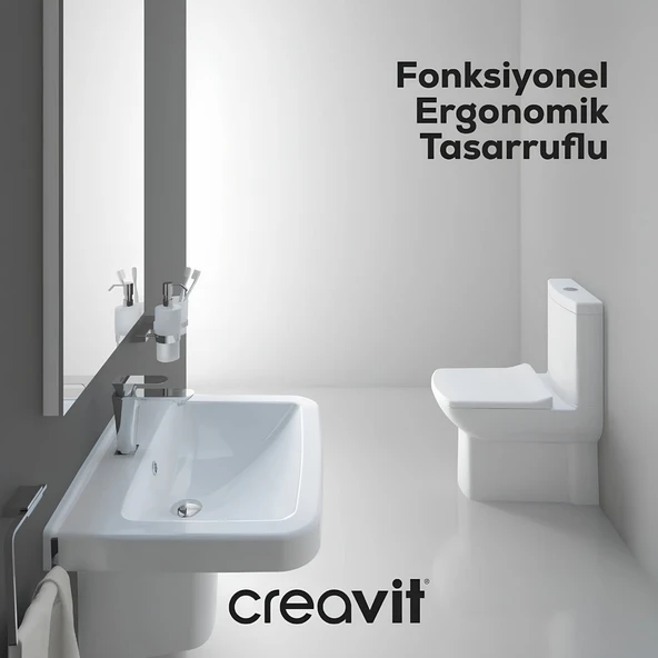 Creavit Lara Kanallı Beyaz Duvara Sıfır Klozet Takımı LR360, Creavit Lara Yavaş Kapak ürün görseli 1