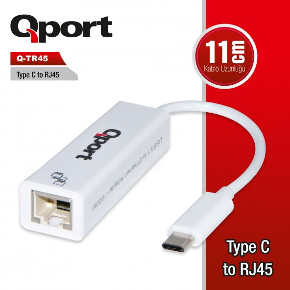 Q-TR45 Q-TR45 TYPE-C TO RJ45 (GİGABİT) NETWORK CONVERTER (ÇEVİRİCİ DÖNÜŞTÜRÜCÜ) ürün görseli 1