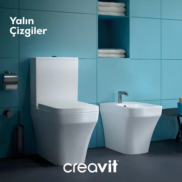 Creavit Solo Kanalsız Beyaz Duvara Sıfır Klozet Takımı SO361, Creavit Solo Duroplast Yavaş Kapak ürün görseli 1