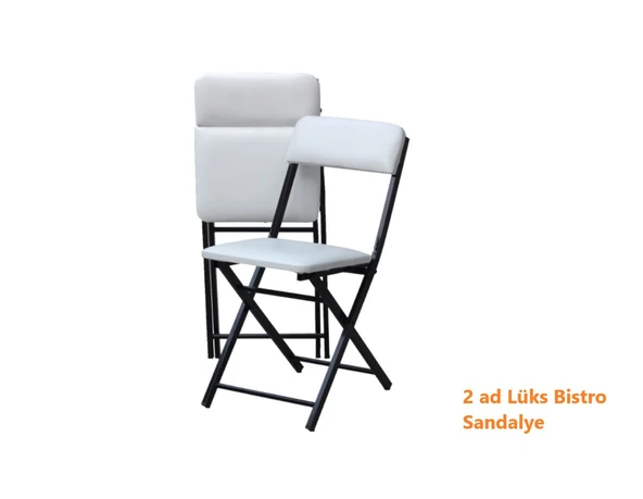 Katlanabilir Bistro Metal İskeletli Sandalye 2 Adet ürün görseli 1