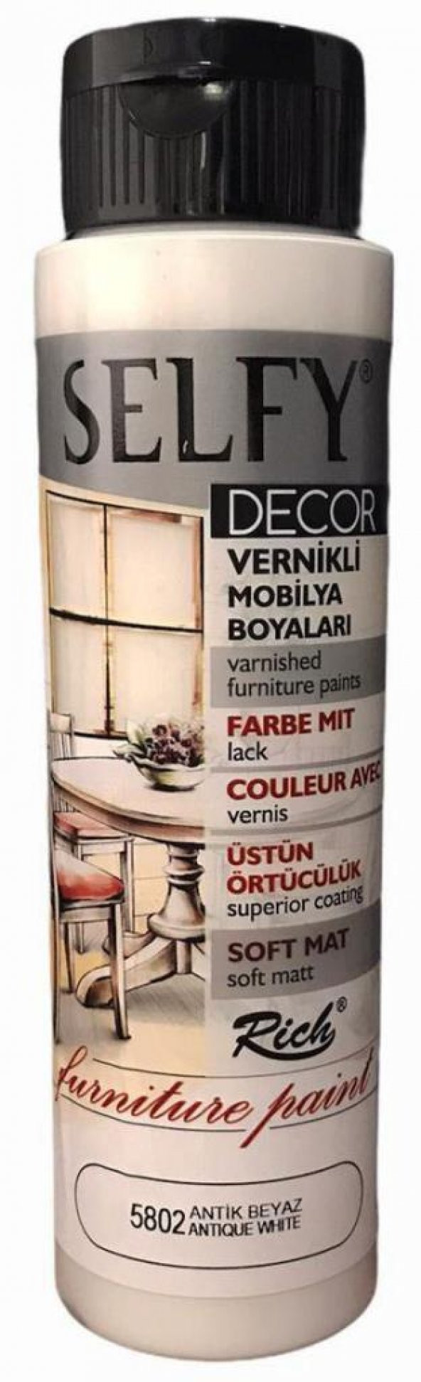 Rich Selfy Decor Vernikli Boya 500cc Antik Beyaz 5802 ürün görseli 1