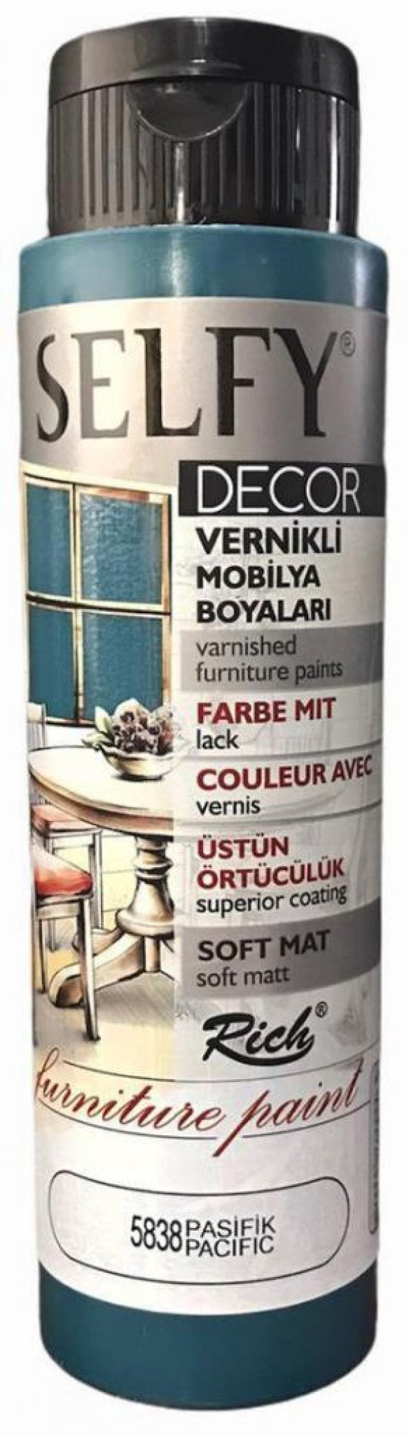 Rich Selfy Decor Vernikli Boya 500cc Pasifik 5838 ürün görseli 1