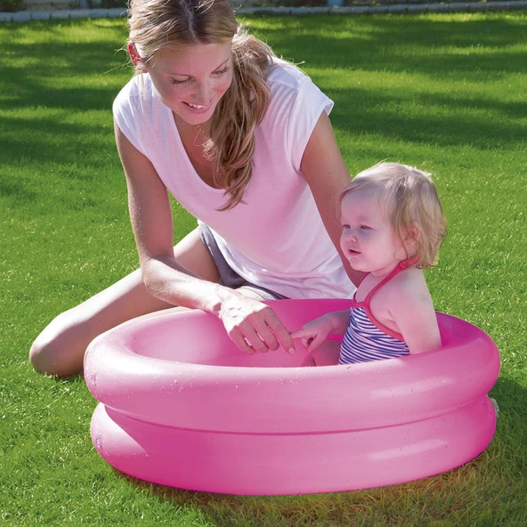 Şişme Bebek Havuzu 61x15 2 Halkalı Pembe 51061 ürün görseli 1