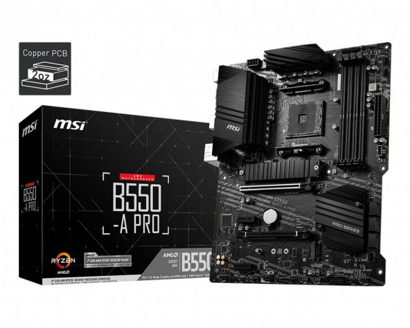 MSI B550-A PRO AM4 DDR4 4400 (OC) HDMI DP M.2 USB3.2 ATX ürün görseli 1