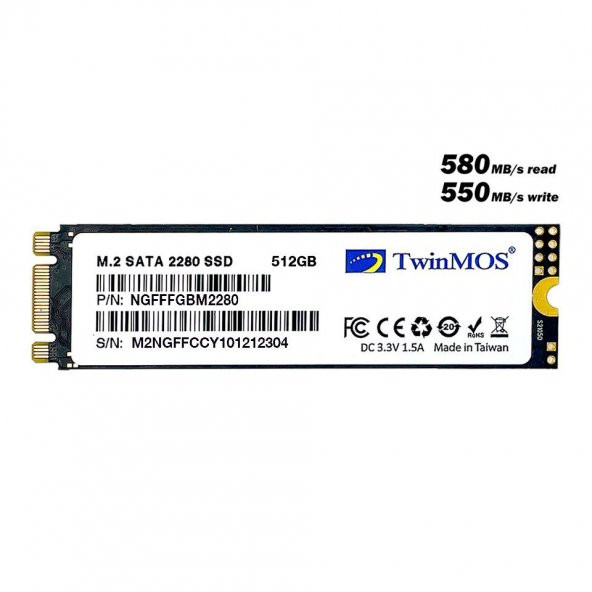512GB M.2 2280 SATA3 SSD (580Mb-550Mb/s) 3DNAND NGFFFGBM2280 ürün görseli 1