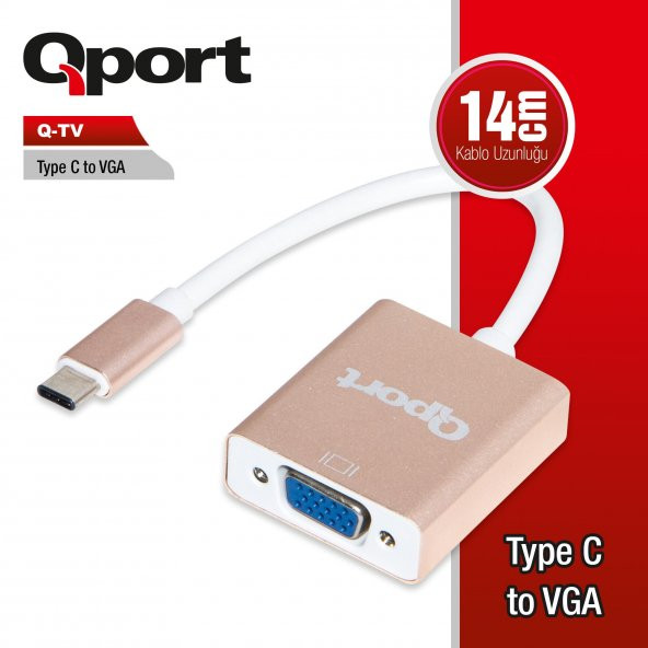Q-TV Q-TV TYPE-C (M) TO VGA (F) 1920*1080P 60 HZ CONVERTER ÇEVİRİCİ DÖNÜŞTÜRÜCÜ ürün görseli 1