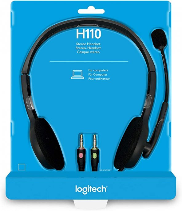LOGITECH H110 Stereo Mikrofonlu Çift Jak Kablolu Kulaklık (981-000271) ürün görseli 1