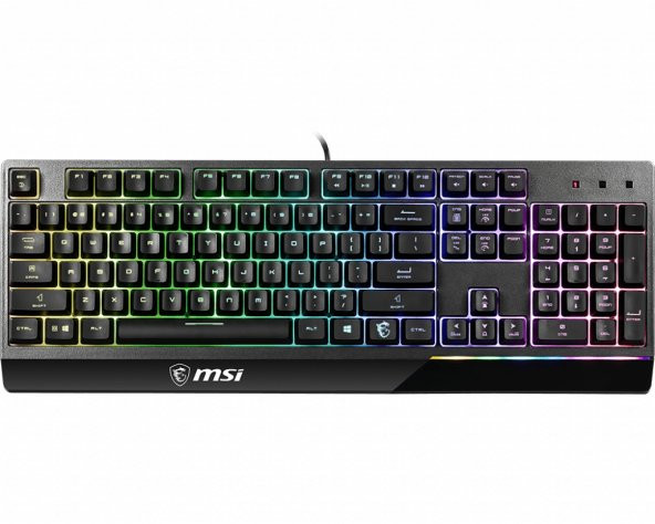 MSI VIGOR GK30 TR GAMING KEYBOARD MEKANIK HISLI 6 BOLGE RGB LED AYDINLATMA SIVI DOKULMESINE DAYANIKLI OYUNCU KLAVYESI ürün görseli 1
