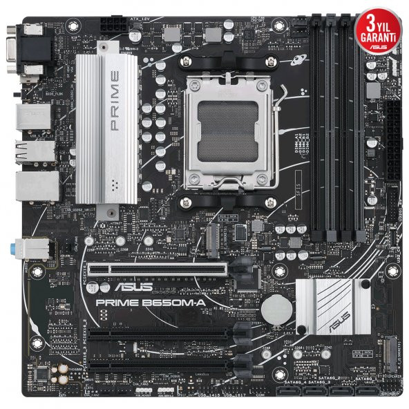 PRIME B650M-A AMD B650 AM5 DDR5 6400 DP HDMI VGA 2X M2 USB3.2 AURA RGB 2.5GBİT LAN MATX 128GB A KADAR RAM DESTEĞİ  5X PROTECTION III ürün görseli 1