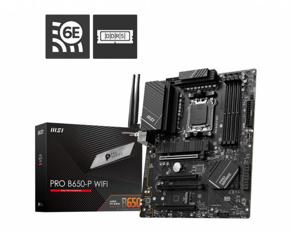 MB PRO B650-P WIFI AM5 DDR5 6400MHZ (OC) HDMI DP M.2 USB3.2 2.5G LAN WIFI 6E ATX ürün görseli 1
