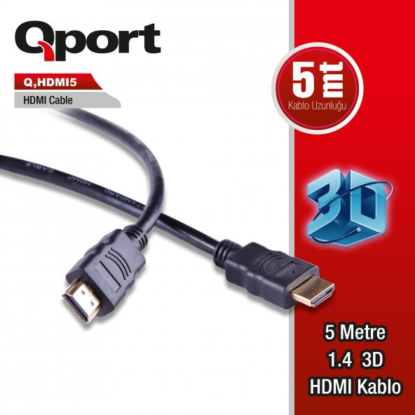 Q-HDMI5  Q-HDMI5 to HDMI5 1.4 3D 5 METRE ALTIN UÇLU KABLO ürün görseli 1