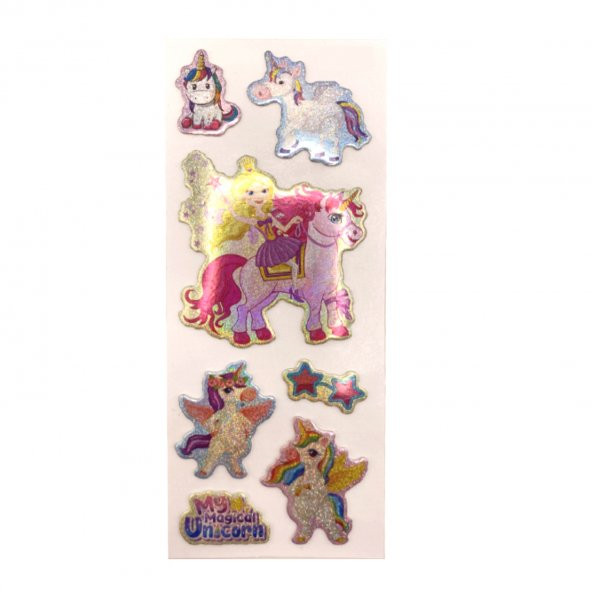 Sticker Kabartmalı Stiker Defter, Planlayıcı Etiket Unicorn (cb464) 16x7 cm ürün görseli 1