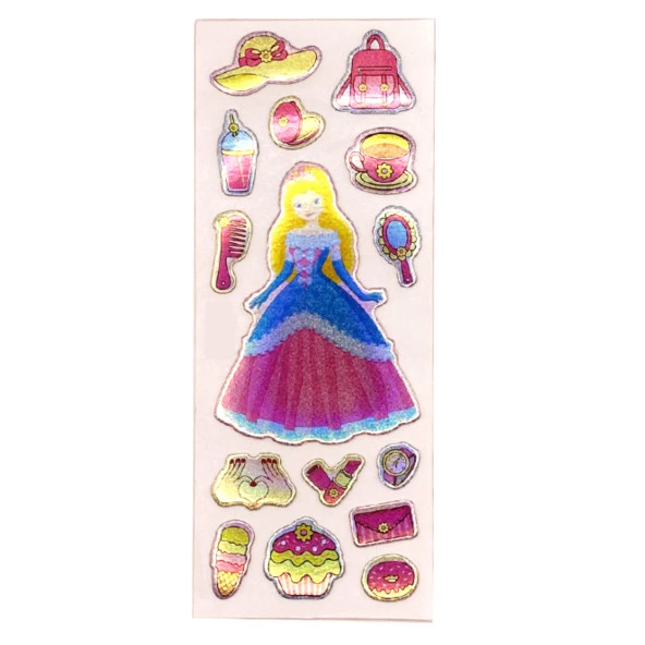 Sticker Kabartmalı Stiker Defter, Planlayıcı Etiket Prenses (cb463) 16x7 cm ürün görseli 1