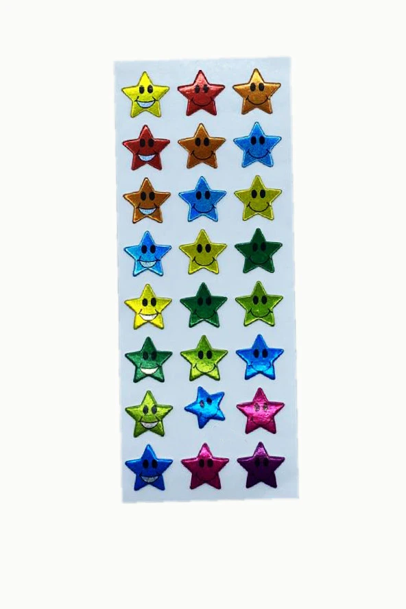 Sticker Kabartmalı Stiker Defter, Planlayıcı Etiket Gülen Yıldız  (cb350) 16x7 cm ürün görseli 1