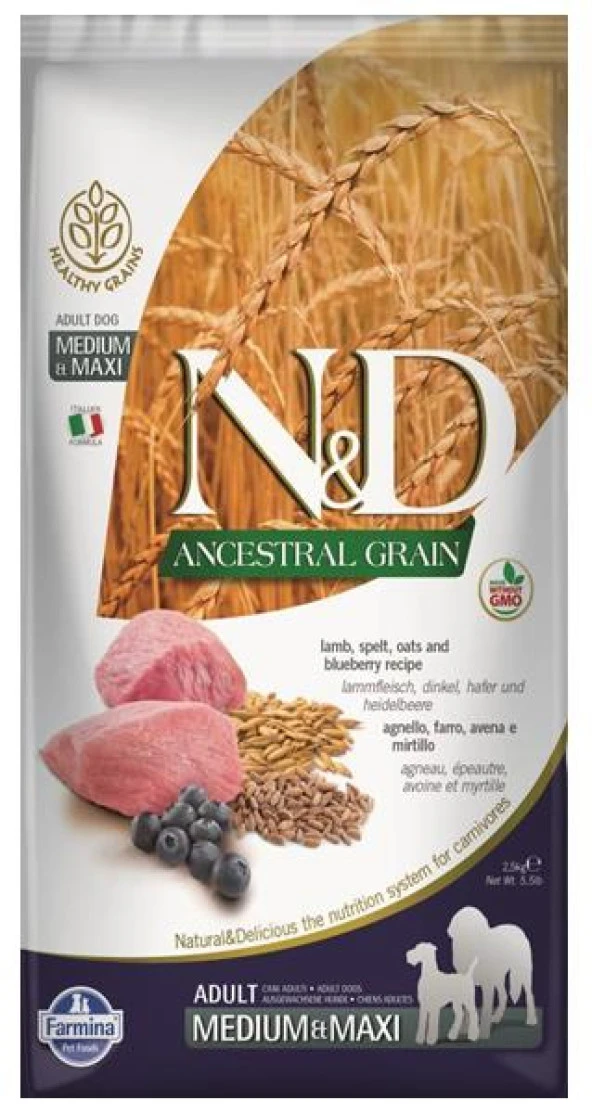 N&D Az Tahıllı Kuzulu Orta ve İri Irk Yetişkin Köpek Maması 12 Kg ürün görseli 1