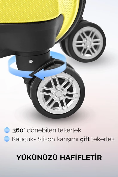 Polo&Sky Petek Model Sarı Renk Orta Boy Valiz - Resim 4