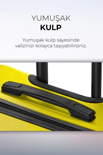 Polo&Sky Petek Model Sarı Renk Orta Boy Valiz - Resim 5