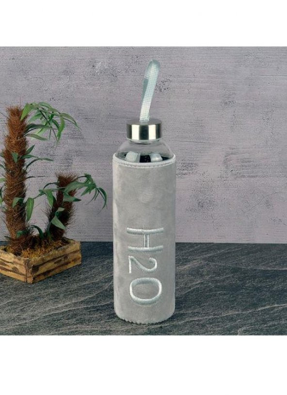 Tohana H2O Peluş Kılıflı Cam Matara 600 ml Gri H2O88607 ürün görseli 1