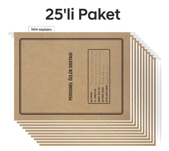 Metal Askılı Personel Özlük Dosyası 4 Yapraklı 25 li Paket ürün görseli 1
