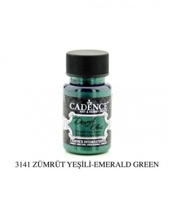 Cadence Dora Glass Metalik Cam Boyası 50 ml. 3141 ZÜMRÜT YEŞİLİ ürün görseli 1