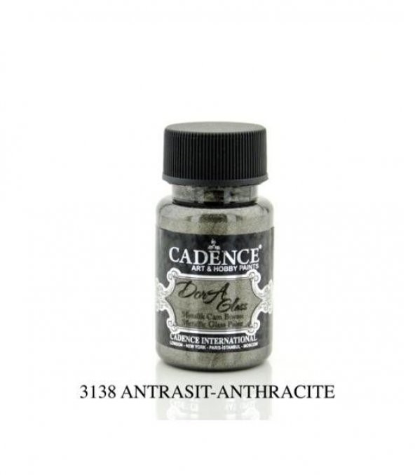Cadence Dora Glass Metalik Cam Boyası 50 ml. 3138 ANTRASİT ürün görseli 1