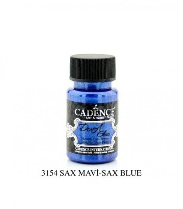 Cadence Dora Glass Metalik Cam Boyası 50 ml. 3154 SAX MAVİ ürün görseli 1