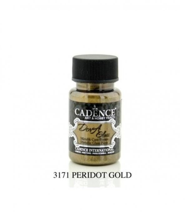 Cadence Dora Glass Metalik Cam Boyası 50 ml. 3171 PERİDOT GOLD ürün görseli 1