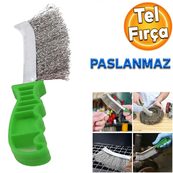 Tel Fırça Plastik Saplı Paslanmaz Telli Kir Pas Temizleme Fırçası 23.5 cm ürün görseli 1