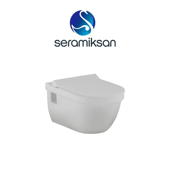 Seramiksan Terra Kanallı Beyaz Asma Klozet A011101H, Seramiksan Terra Duroplast Yavaş Kapak ürün görseli 1