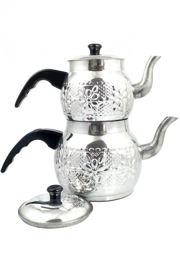 Alüminyum Desenli Küre Çaydanlık Siyah Kulp Mini ürün görseli 1