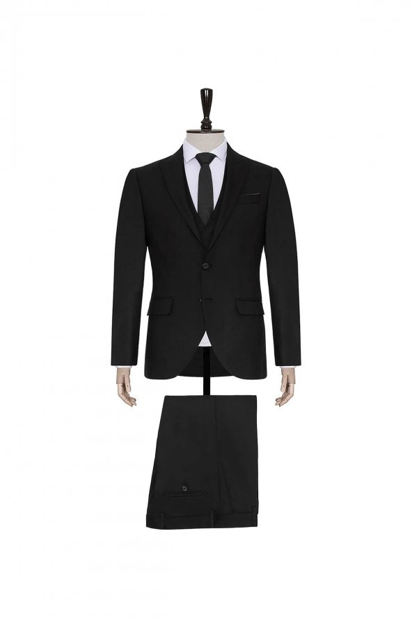 Normal Bel Slim Fit Siyah Erkek Takım Elbise Tk1020200160 ürün görseli 1