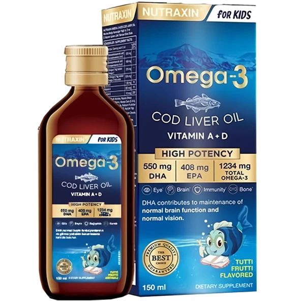 Nutraxin For Kids Omega 3 Balık Yağı Takviye Edici Gıda 150 ml ürün görseli 1