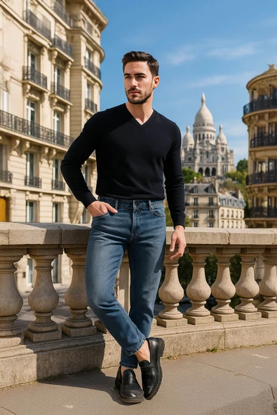 Erkek Açık Mavi Straight Fit Jean Pantolon ürün görseli 1